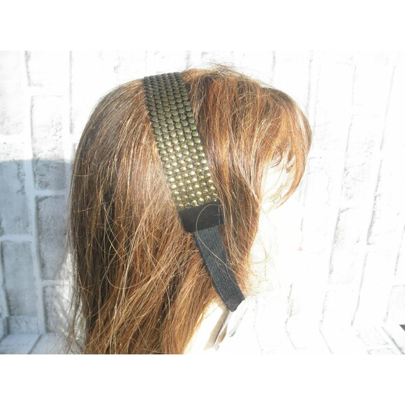 NEW by JUST BASIC, ELASTIC HEADWRAP, HEADBAND BLACK WITH GOLD TONE DECOR  #5 - Picture 2 of 12